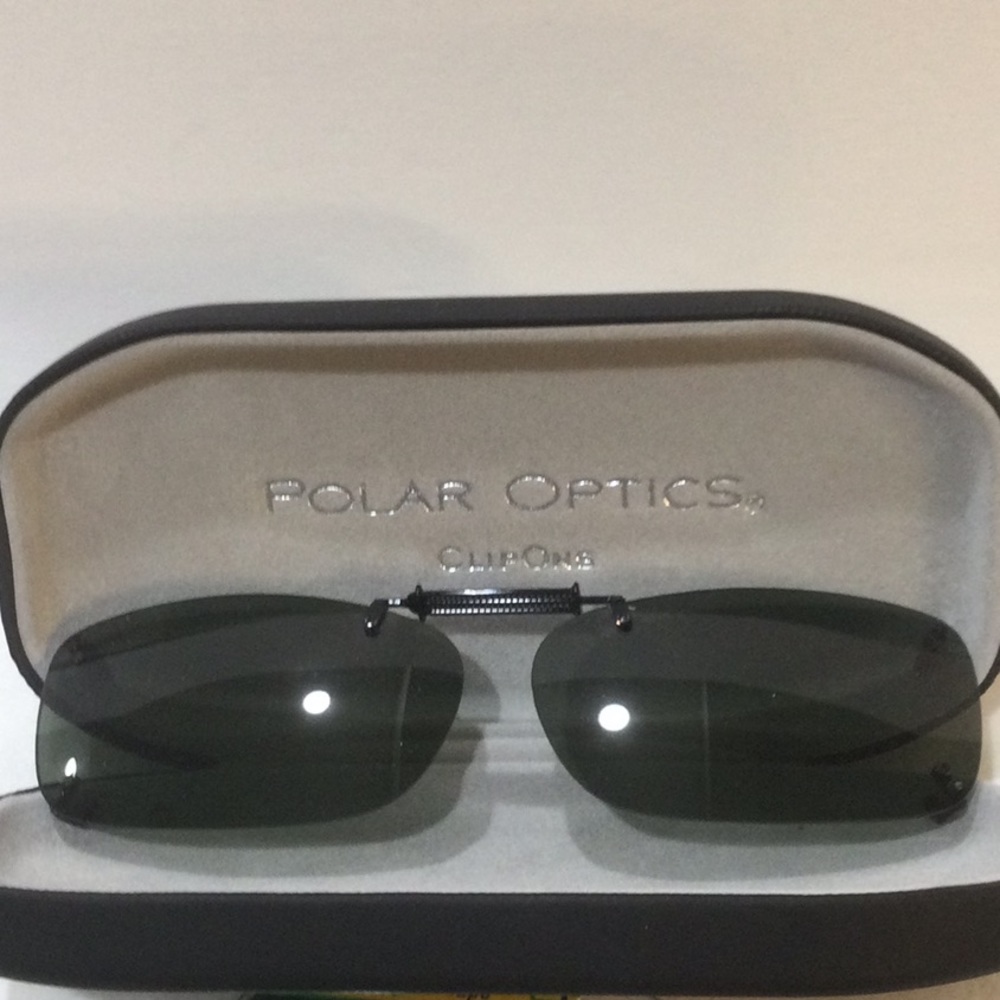 Polar Optics Clip-On Sunglasses EUC in hard shell case